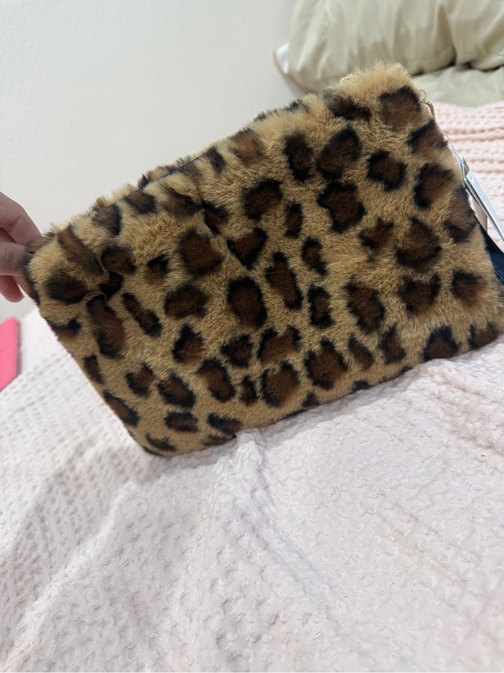 Plush Leopard Print Faux-Fur Clutch - Brown